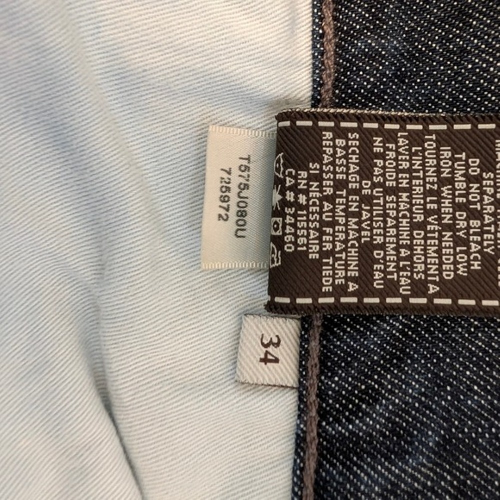 7 For All Mankind Slouchy Jeans Mens 34 Dark Wash Button Fly Frayed Hem - Picture 16 of 16